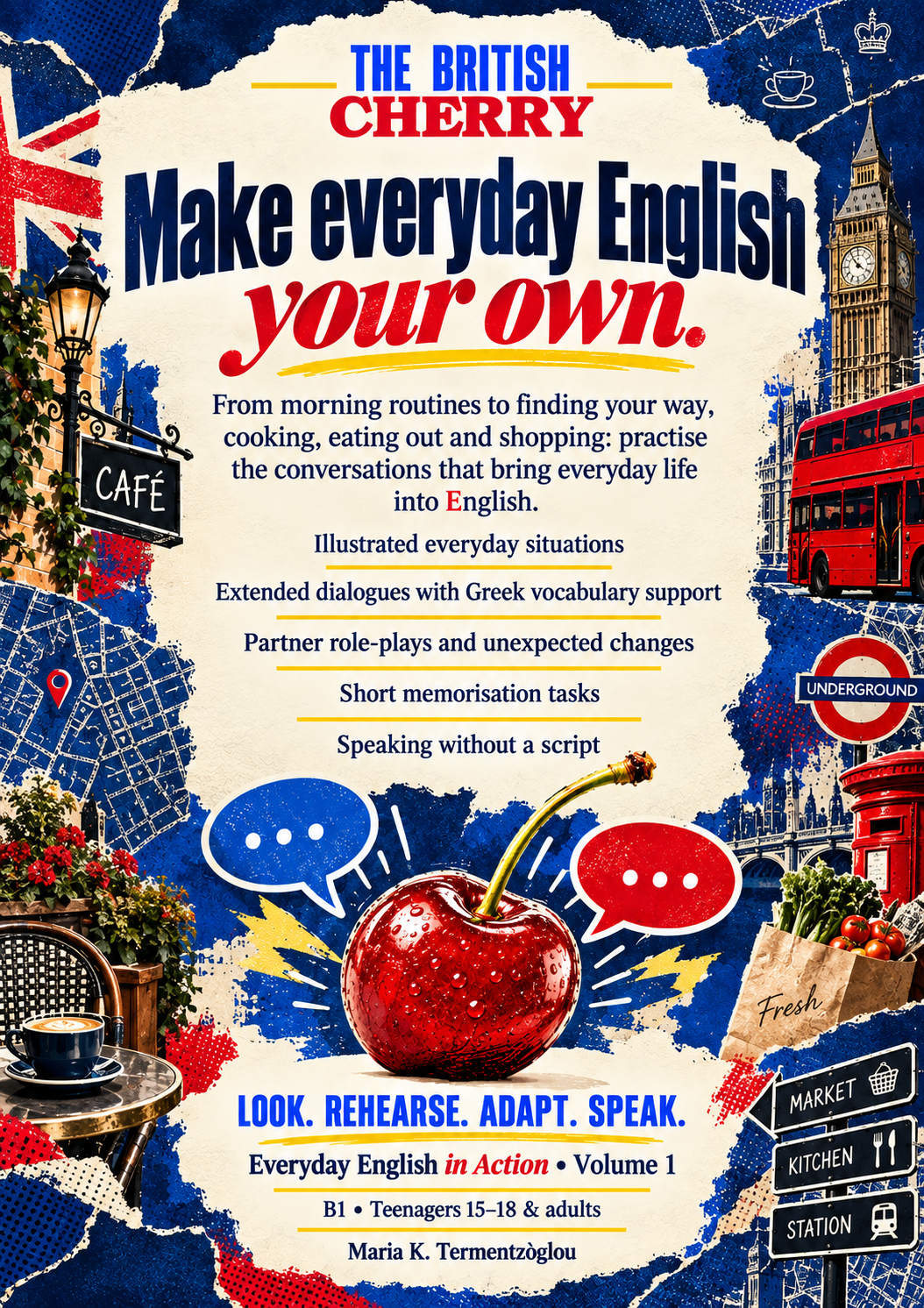 Back cover describing the Everyday English in Action speaking course